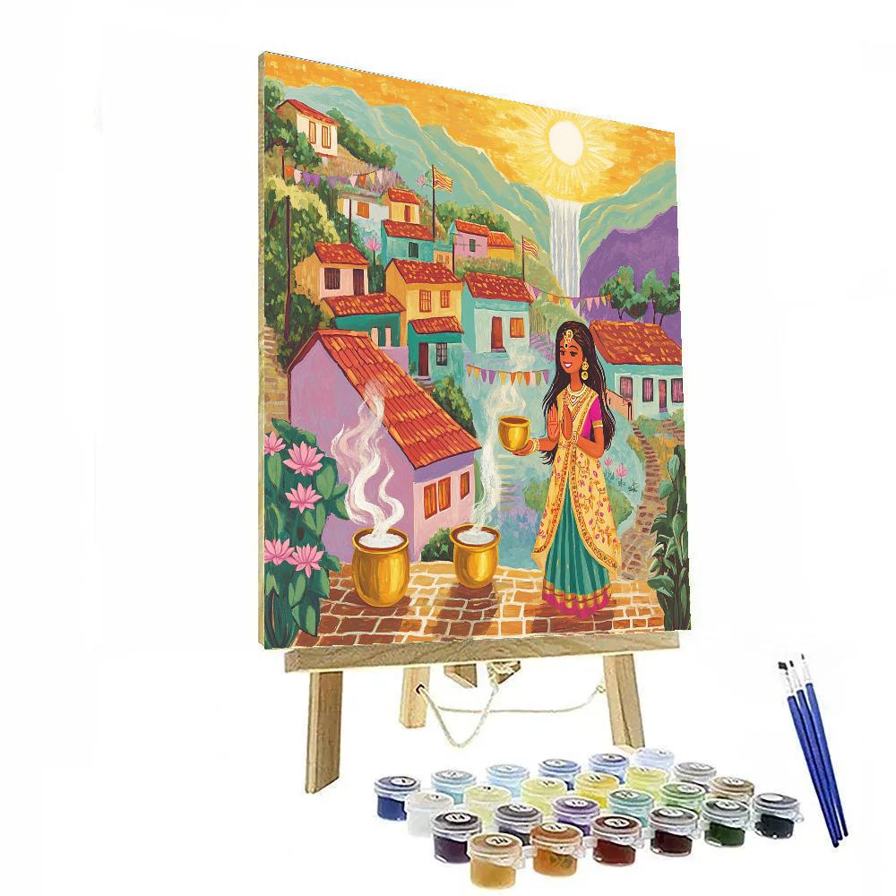 Parvati At The Dawn Tea Offering In A Hill Village painting number kit