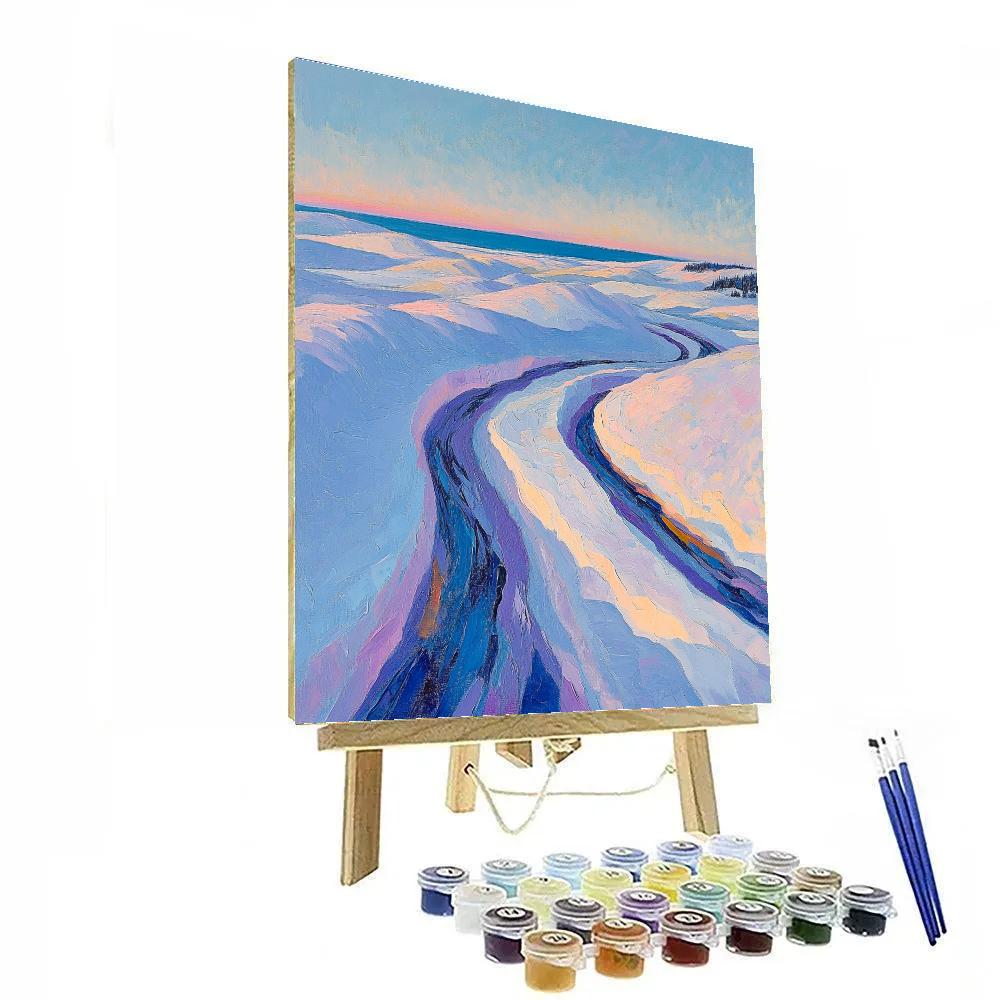 A.Y. Jackson Inspired Prism Snowlight On Arctic Ice Ridges paint by color