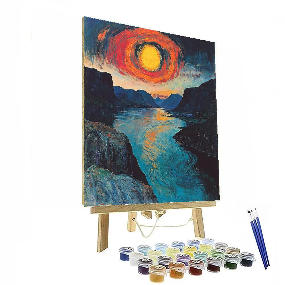 Edvard Munch Inspired Eclipse Over A Restless Fjord painting number kit