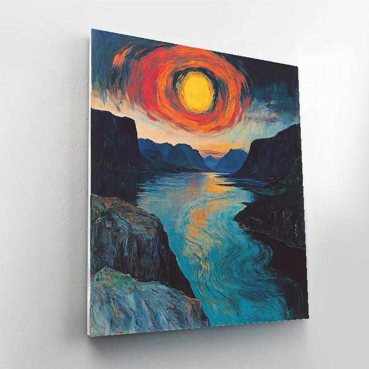 Edvard Munch Inspired Eclipse Over A Restless Fjord painting number kit