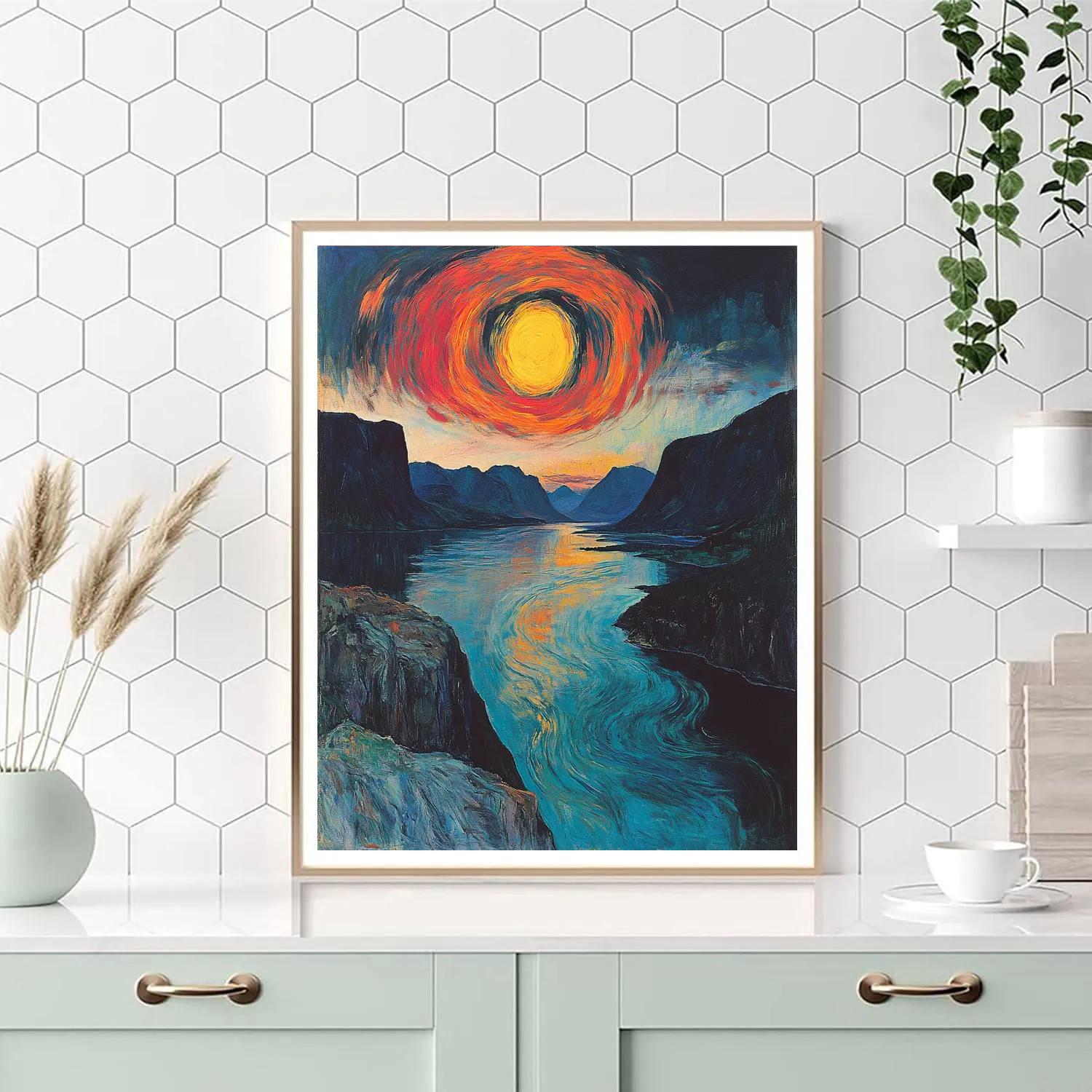 Edvard Munch Inspired Eclipse Over A Restless Fjord painting number kit