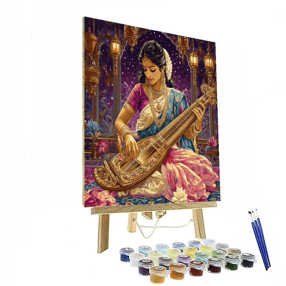 Parvati In Celestial Music Hall With Veena Harmony paint by number