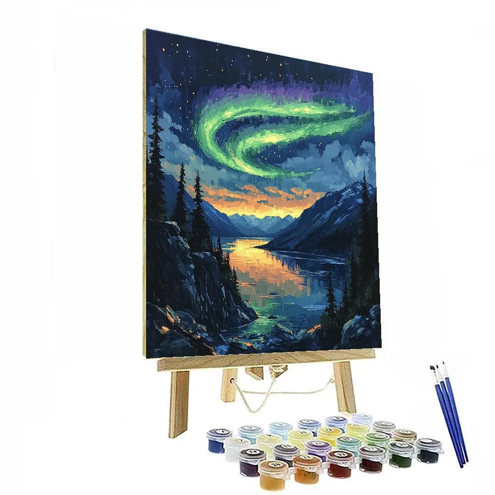Frederick Varley Inspired Aurora Break Over Silent Fjord painting number kit