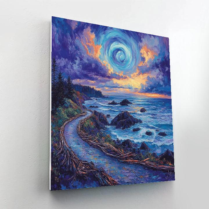 Emily Carr Inspired Storm Spirals Over Driftwood Shoreline Paint by numbers art