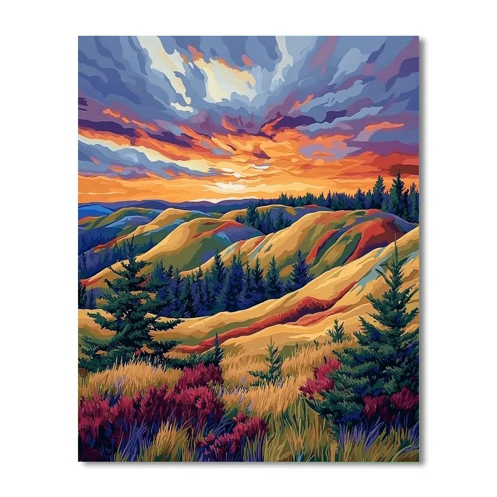 Frederick Varley Inspired Ember Dusk Across Windscarred Ridge Paint by numbers kits