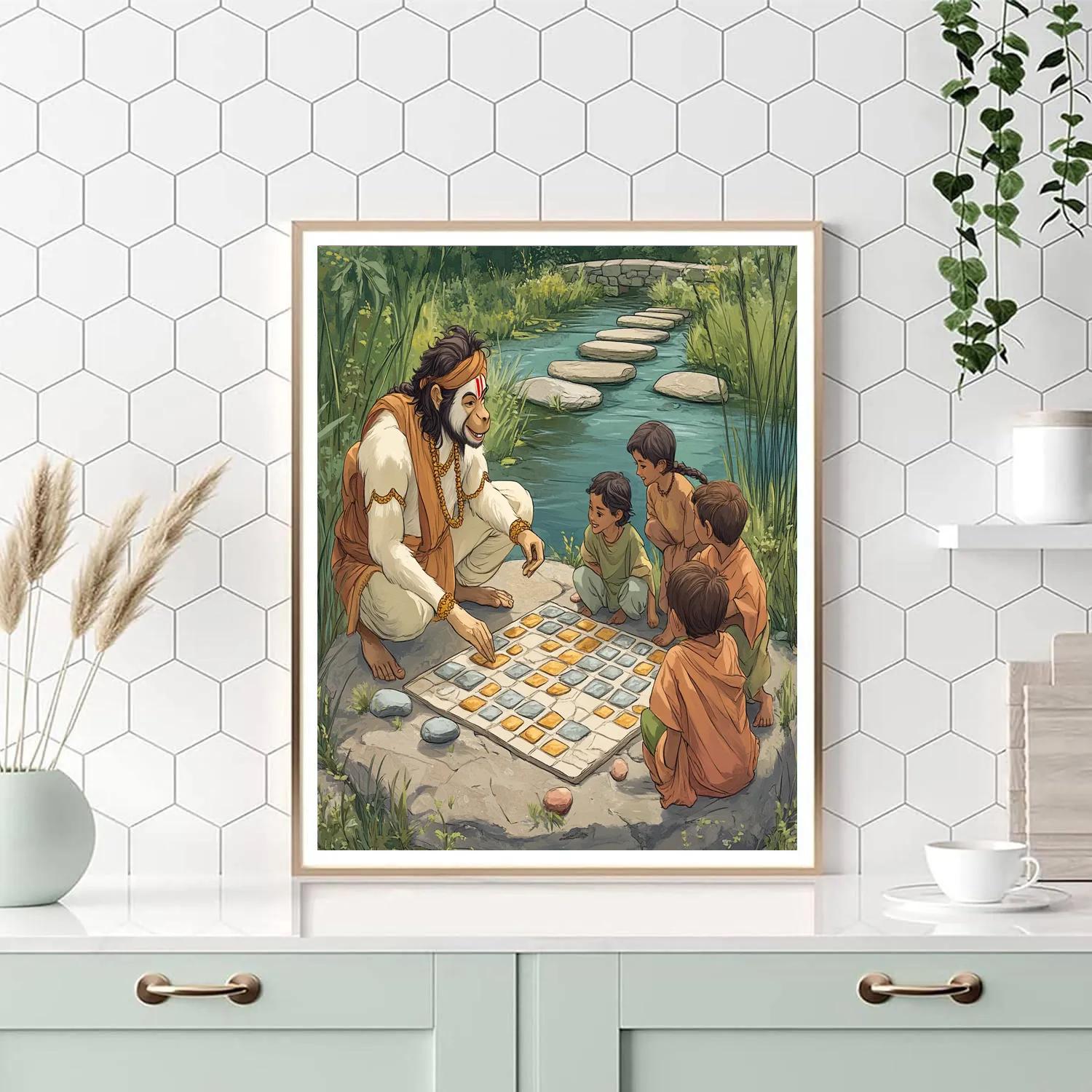 Hanuman Riverstone Game Match DIY paint by numbers