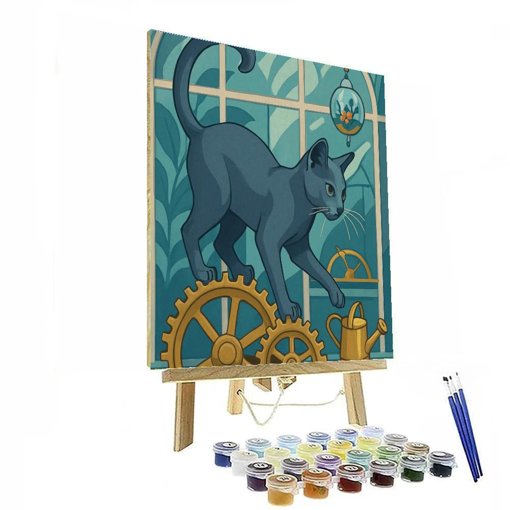 Clockwork Conservatory Cat Adventure Paint by numbers art