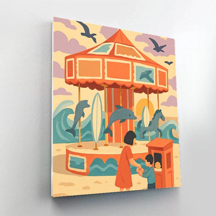 Postcard Carousel At The Beach Paint by numbers kits