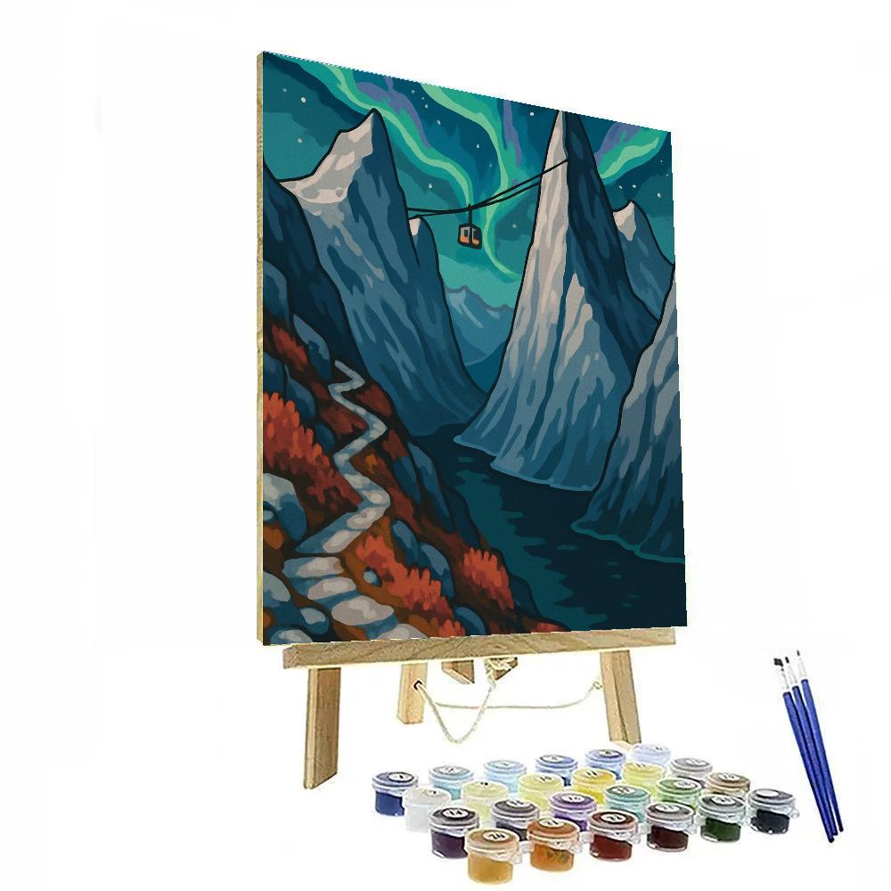 Stained Glass Mountain Tram At Aurora Pass Paint by numbers kits