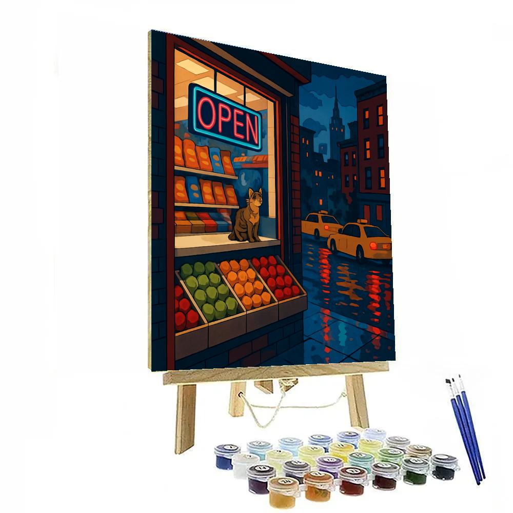 Midnight Bodega Window In New York paint by numbers