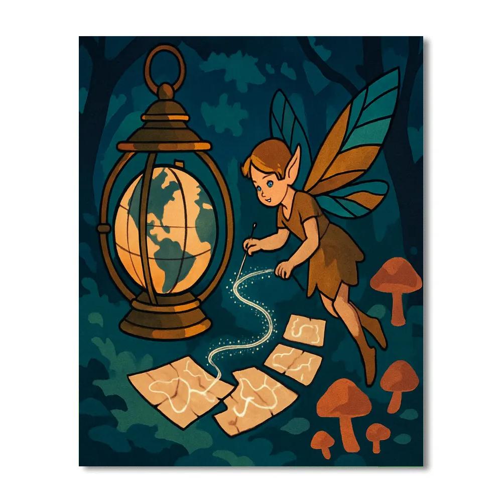 Clockwork Lantern Fairy Atlas Number painting
