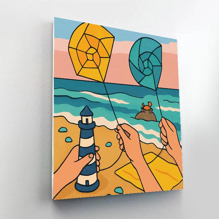 Beach Lighthouses In Paper Kite Regatta Numbered painting kits
