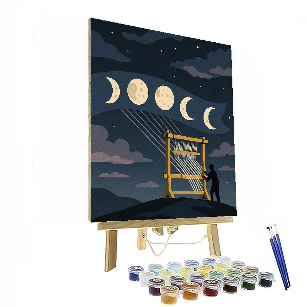 Moon Threaded Through A Celestial Loom Paint by numbers art