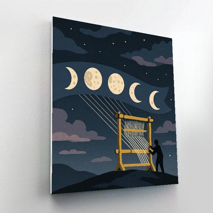 Moon Threaded Through A Celestial Loom Paint by numbers art