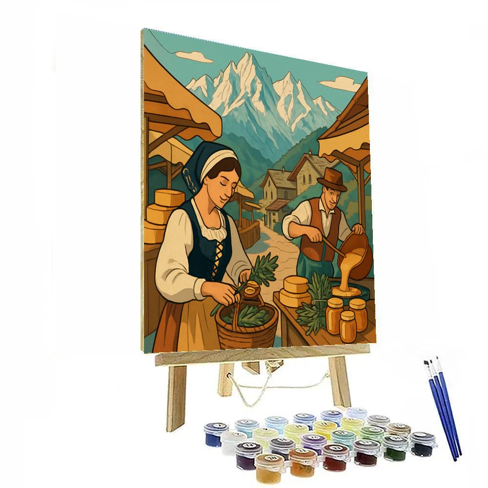 Alpine Herb Market In Italy Painting by numbers kit