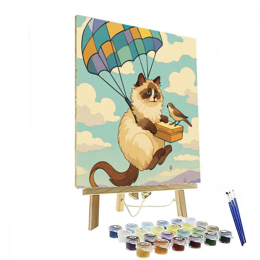 Parachute Picnic With Cat Numbered painting kits