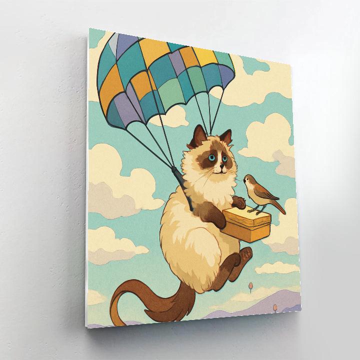 Parachute Picnic With Cat Numbered painting kits