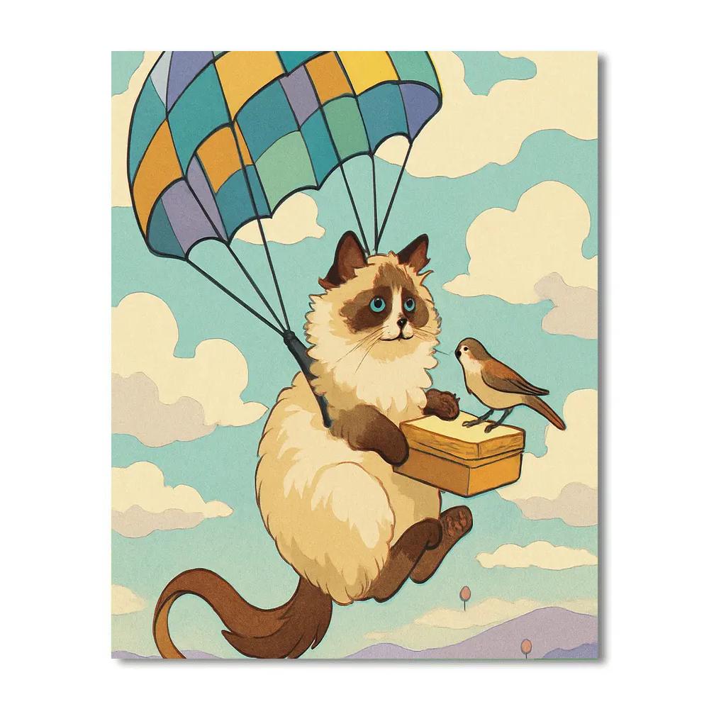 Parachute Picnic With Cat Numbered painting kits