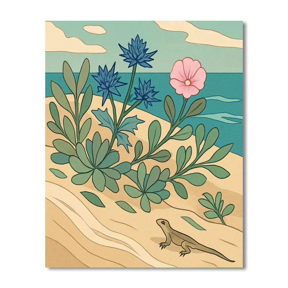 Wind Carved Dune Garden With Flowers Paint by numbers art