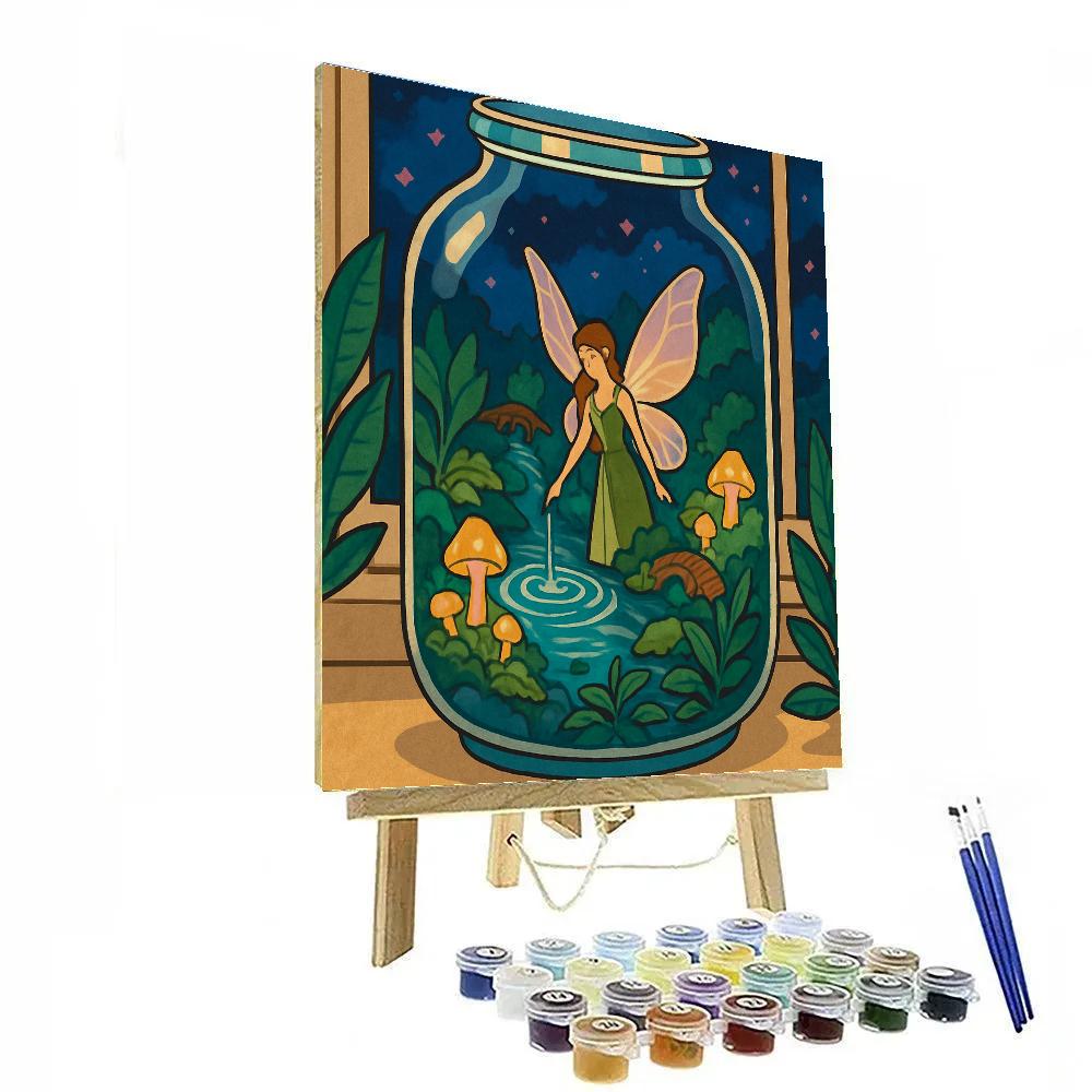 Moonlit Terrarium With Fairy Visitor painting number kit