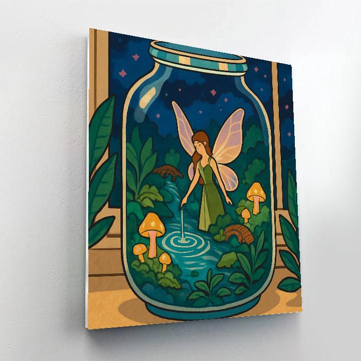 Moonlit Terrarium With Fairy Visitor painting number kit