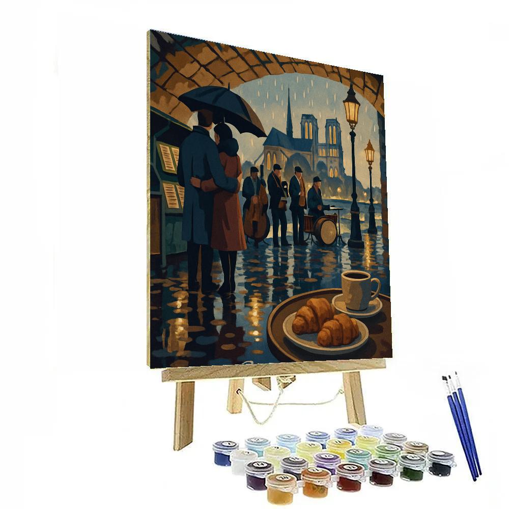 Rainlit Paris Riverside Jazz Paint by numbers art