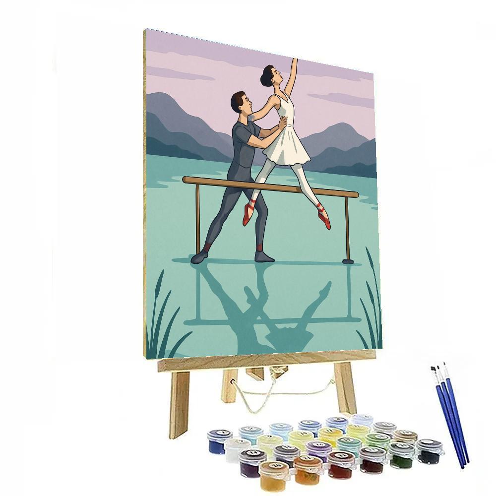 Mirror Lake Rehearsal With Ballet Silhouettes Paint by numbers art