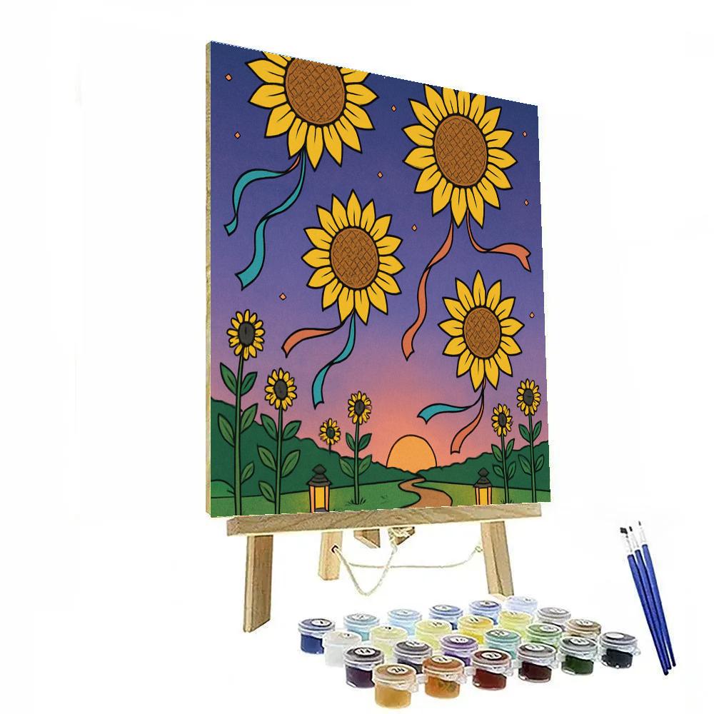 Lantern Festival With Sunflower Skies paint by number