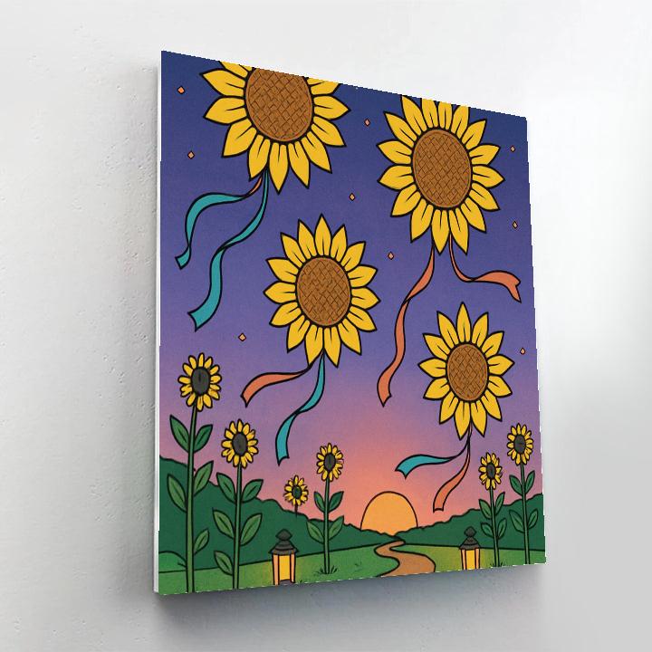 Lantern Festival With Sunflower Skies paint by number
