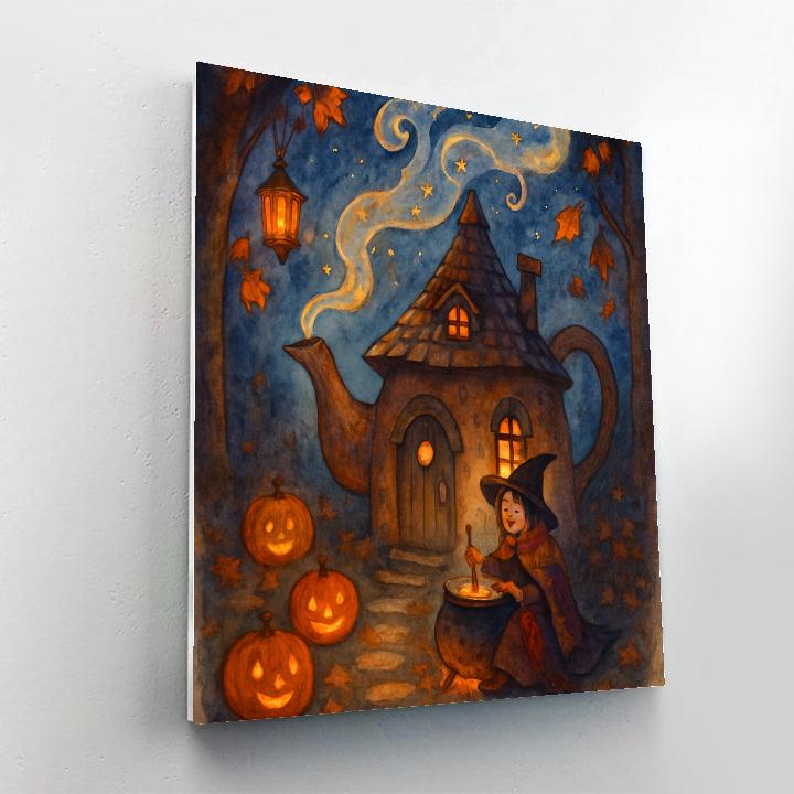 Witchs Teapot Cottage At Dusk Painting by numbers kit