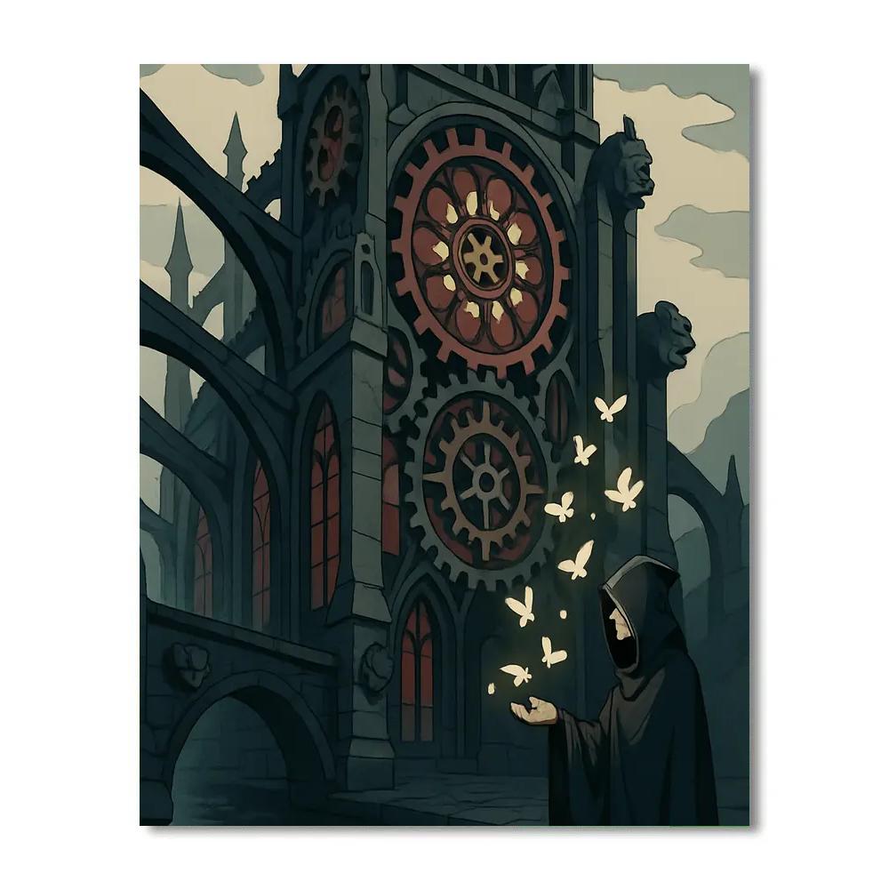 Cathedral Clockwork Gothic Reliquary Paint by numbers art