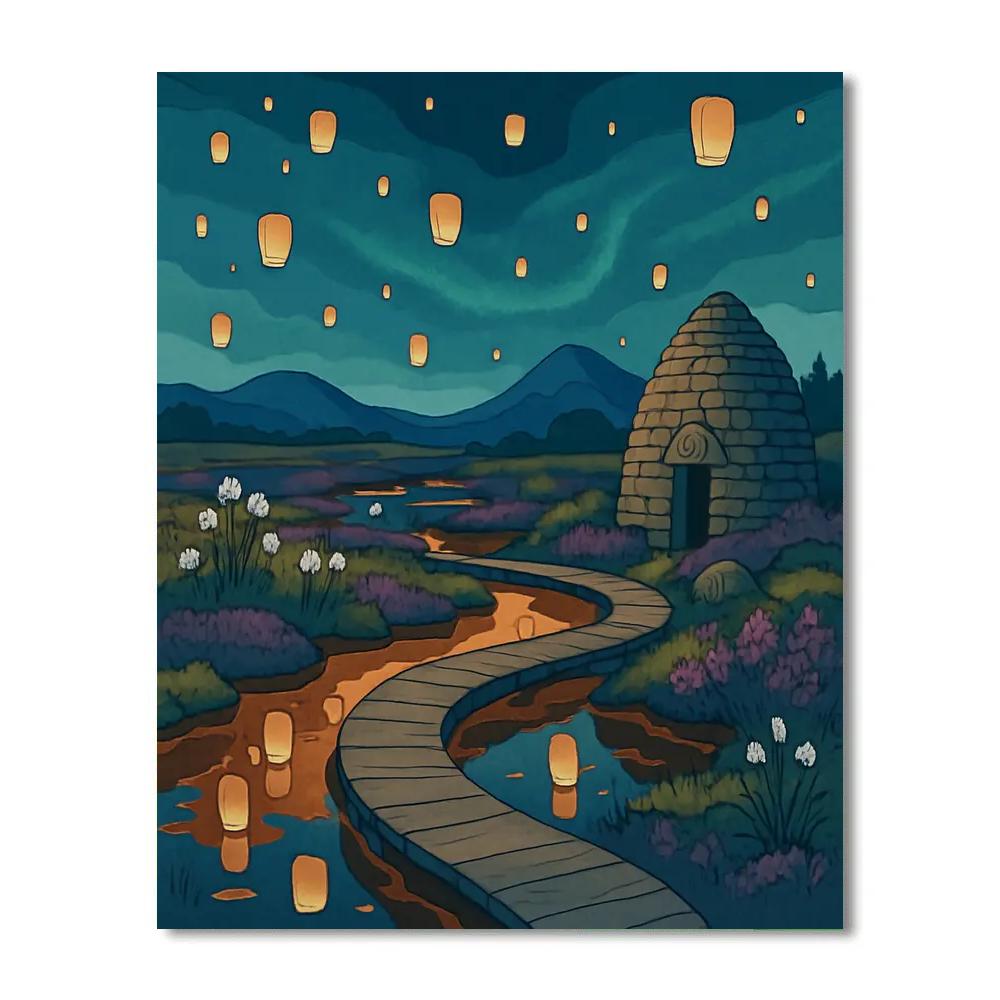 Lantern Festival Over Ireland Boglands Paint by numbers art