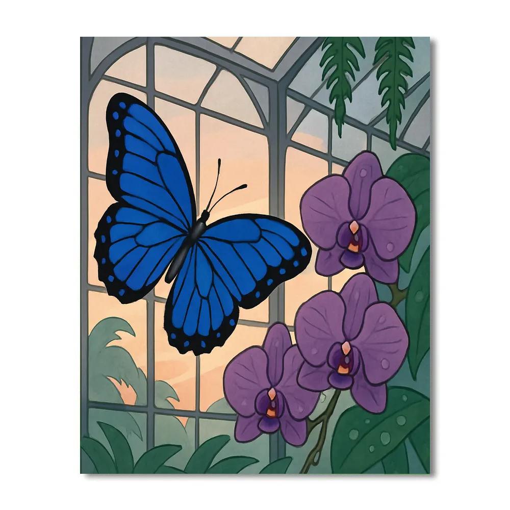 Glasshouse Butterfly Conservatory Dawn DIY paint by numbers
