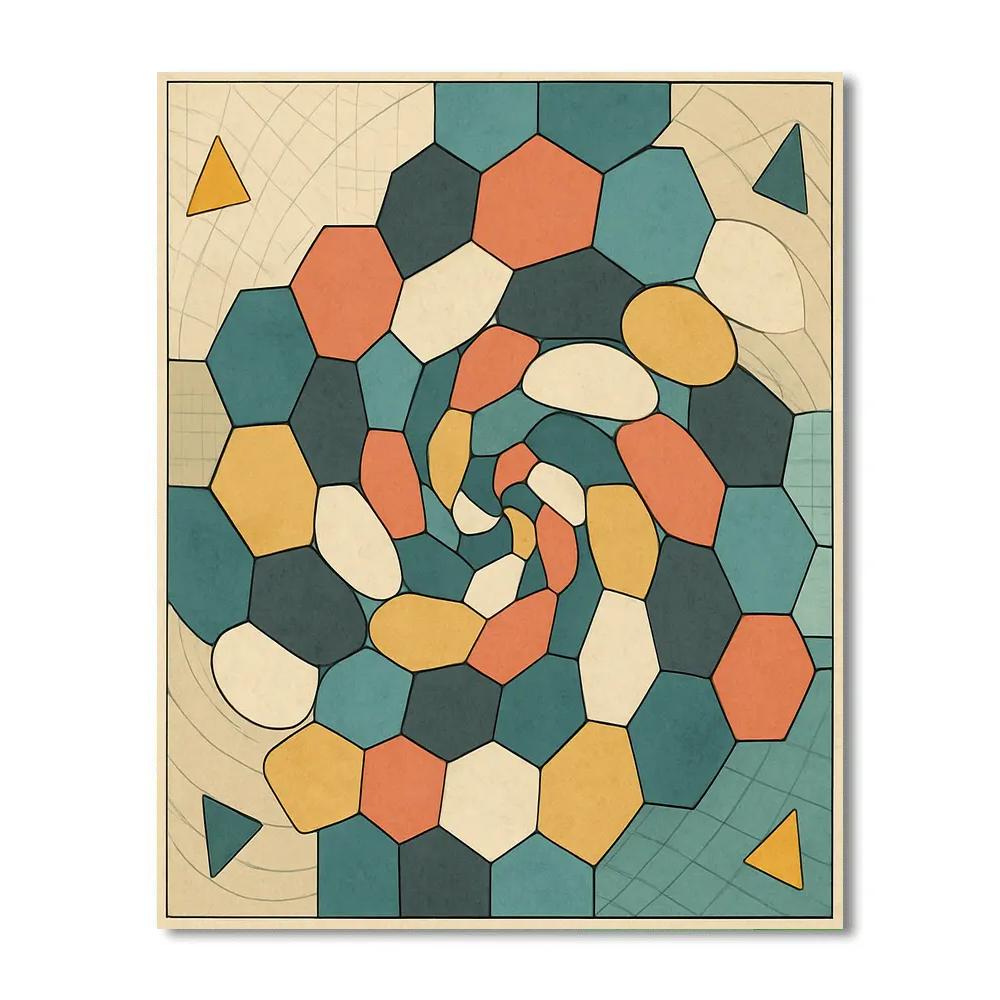 Tessellated Silence Abstract Number painting