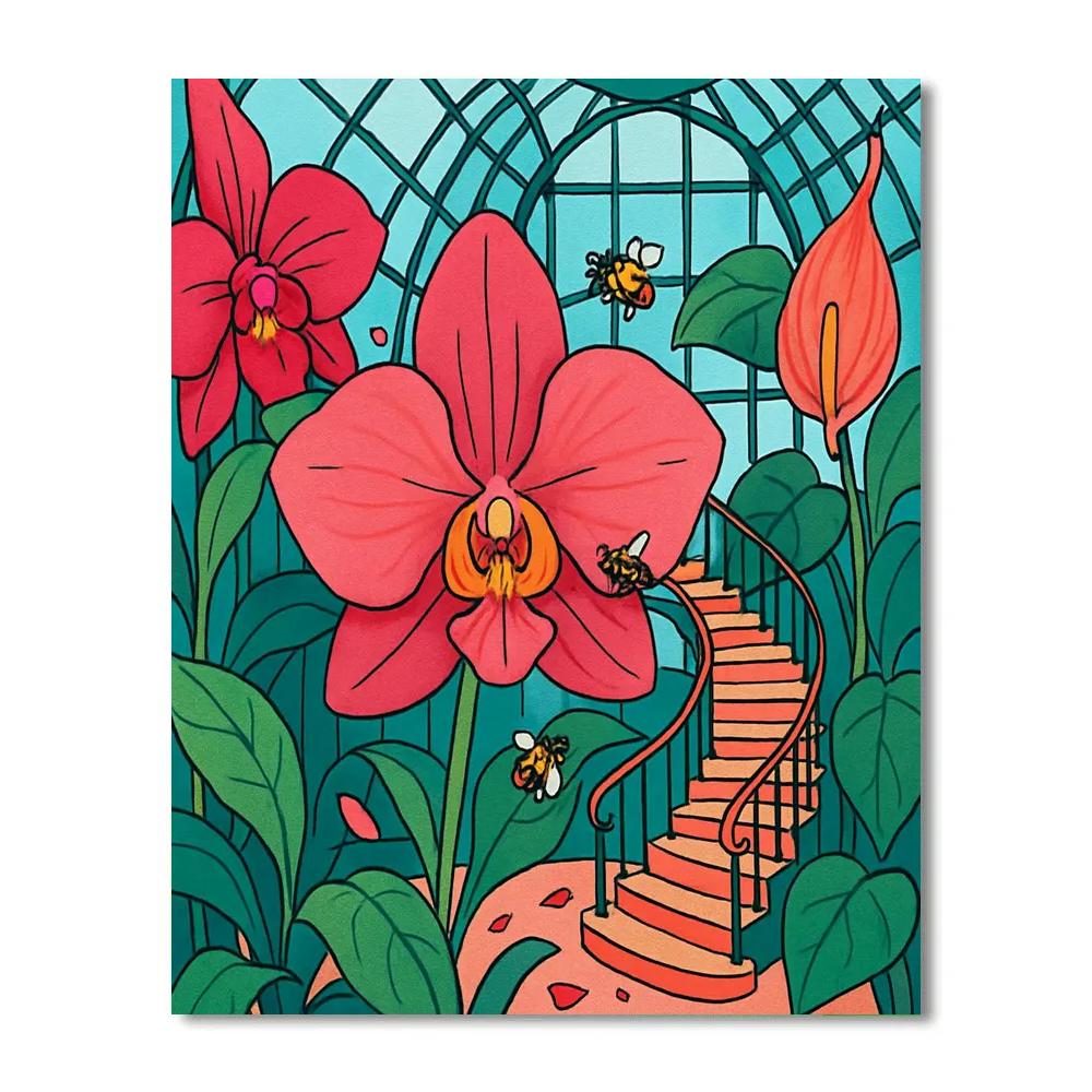 Kinetic Floral Atrium Mosaic paint by color