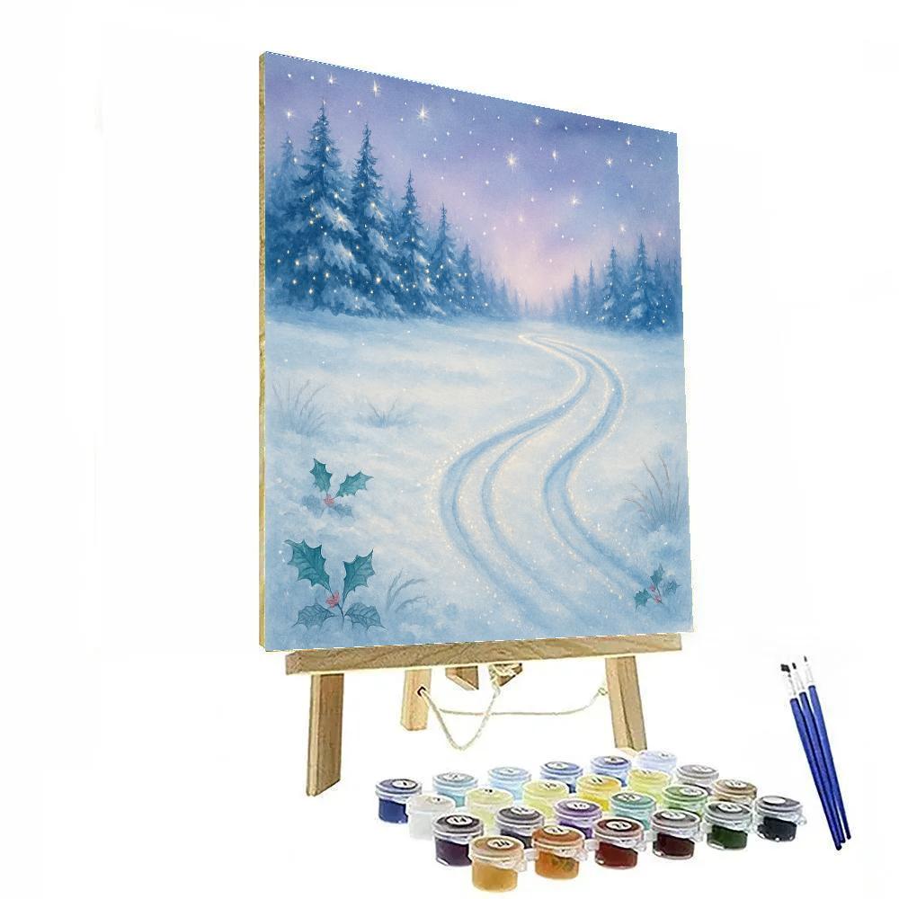 Starry Sleigh Tracks Through The Silent Meadow paint by color