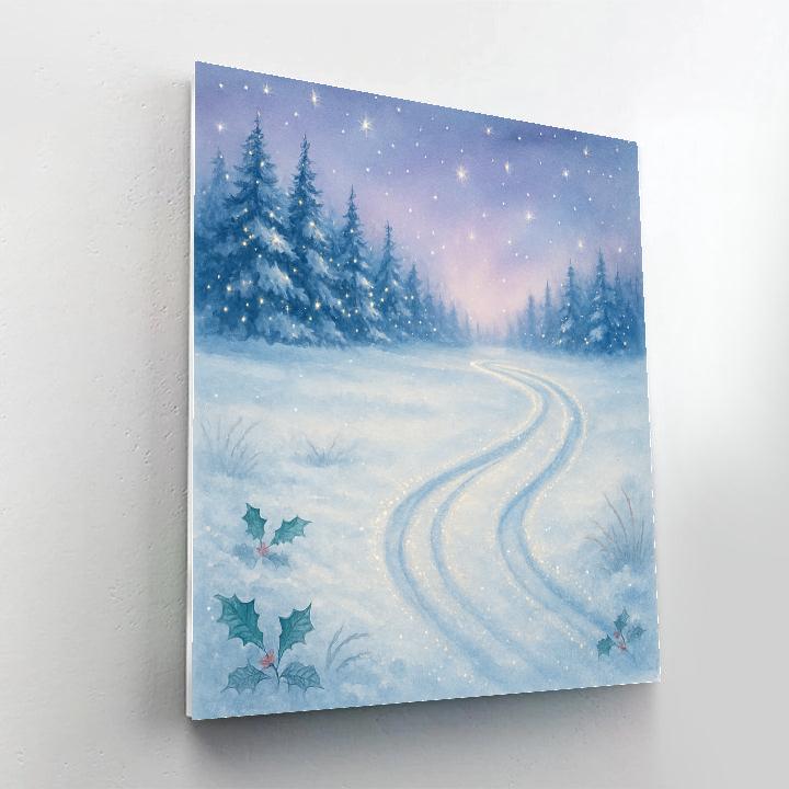 Starry Sleigh Tracks Through The Silent Meadow paint by color