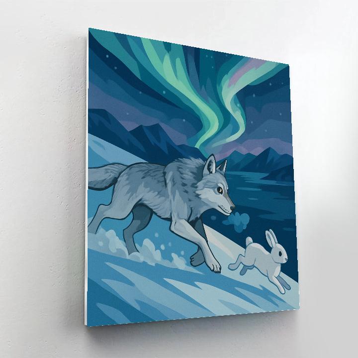 Wolf Aurora Ridge Pursuit DIY paint by numbers