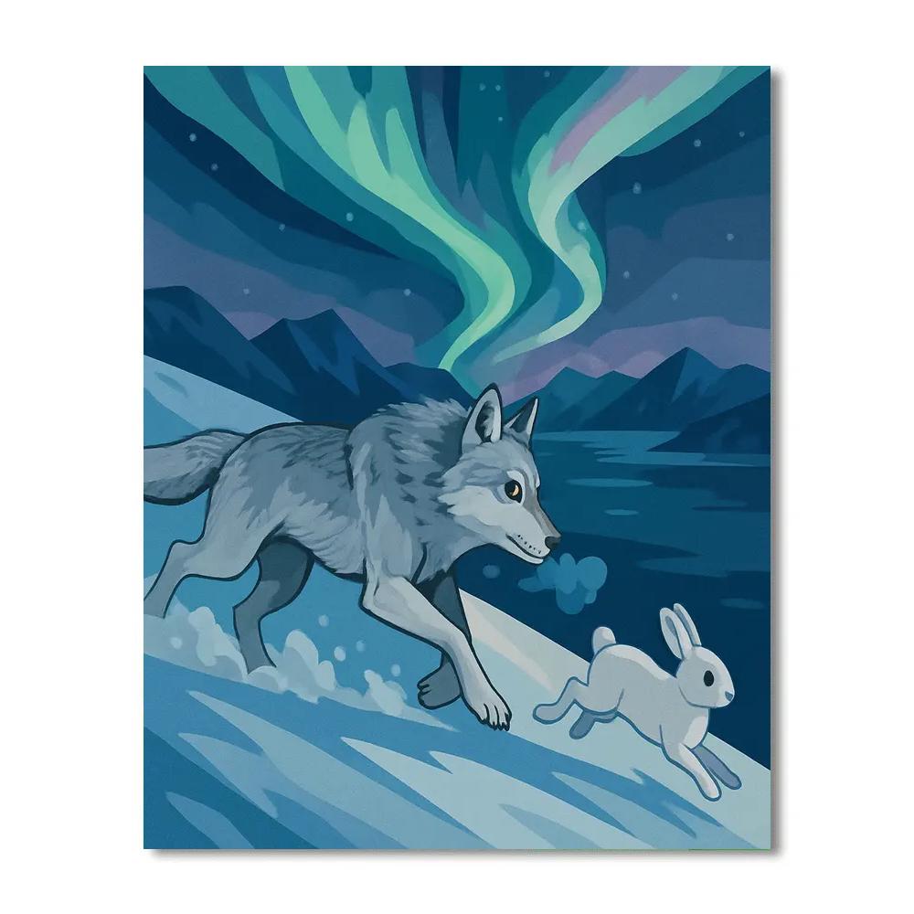 Wolf Aurora Ridge Pursuit DIY paint by numbers