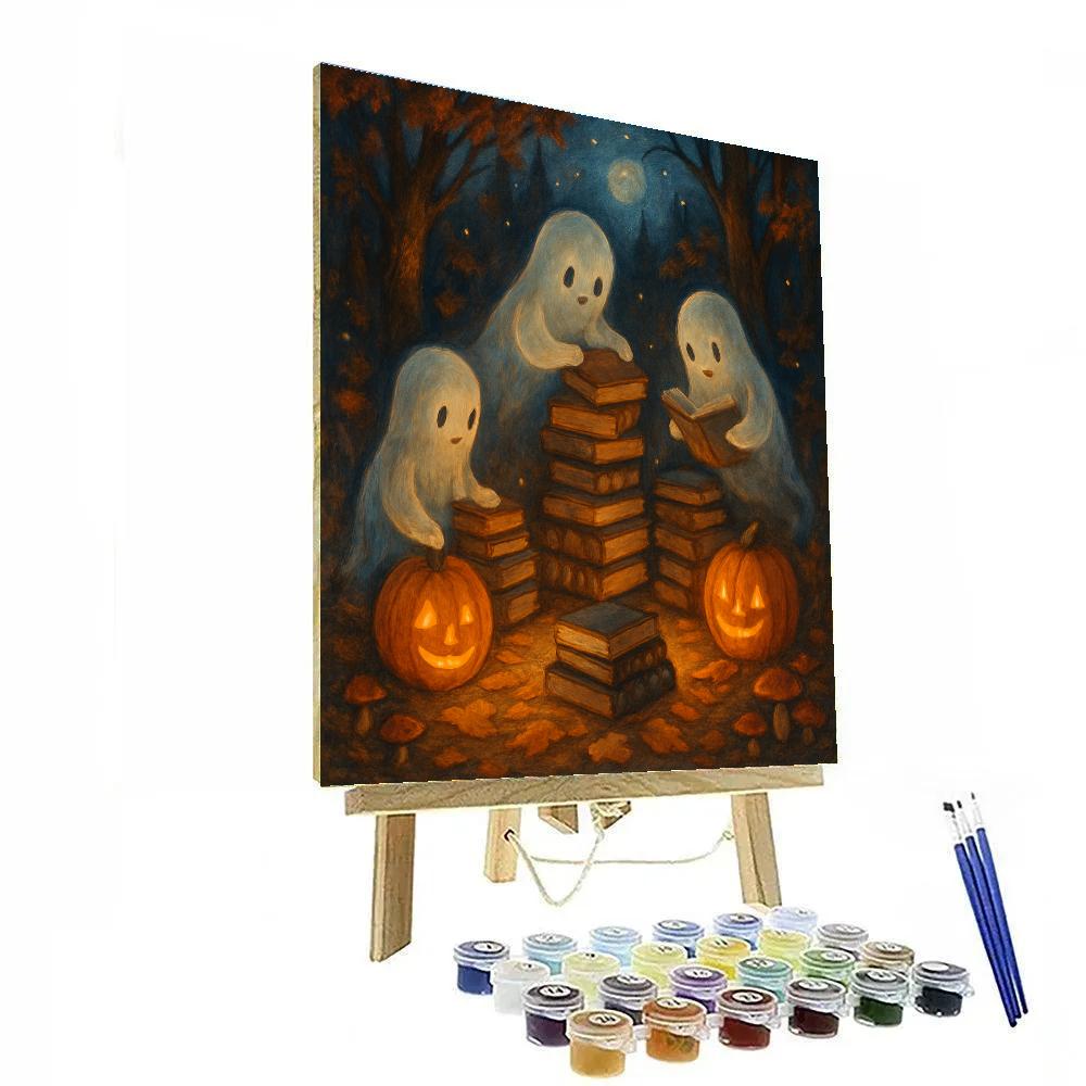 Midnight Library Of Friendly Ghosts Paint by numbers art