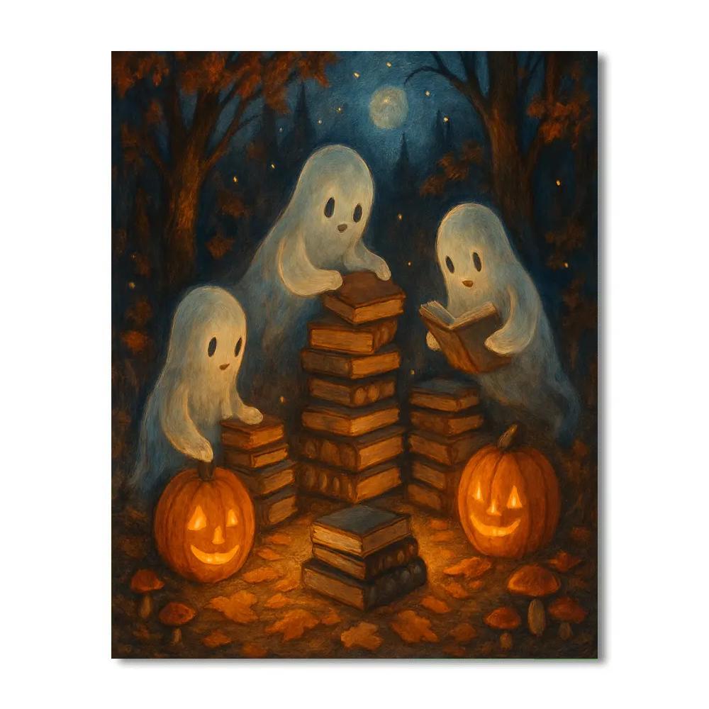 Midnight Library Of Friendly Ghosts Paint by numbers art