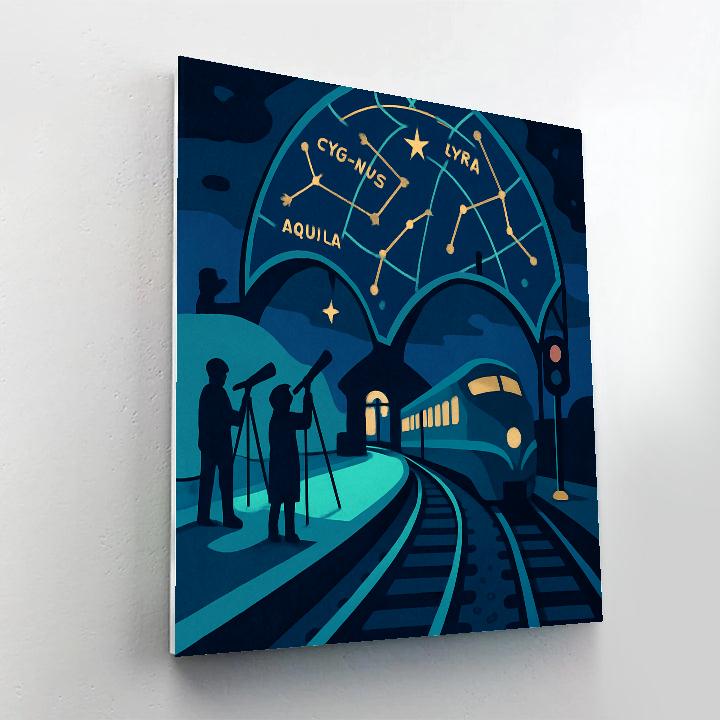 Midnight Observatory Train Platform paint by numbers