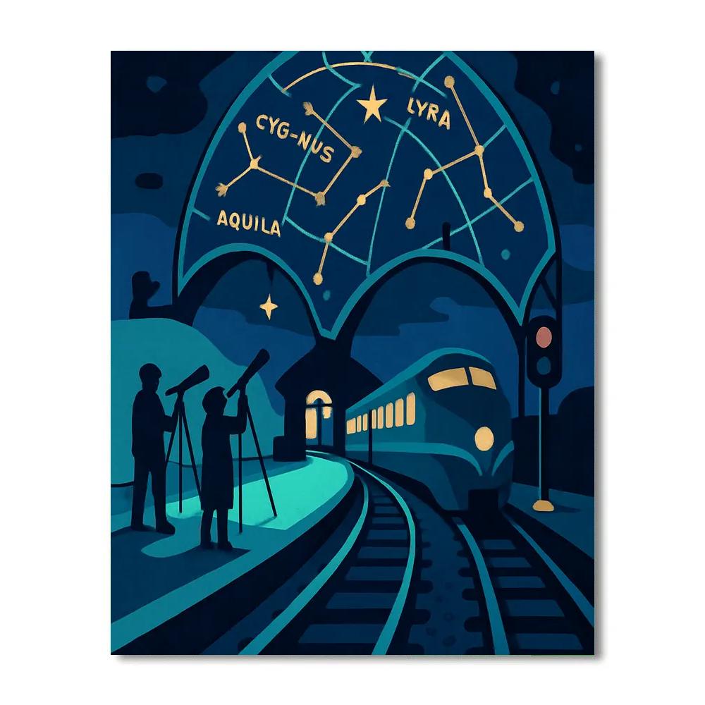 Midnight Observatory Train Platform paint by numbers