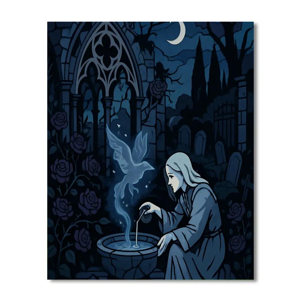 Moonlit Conservatory In Gothic Shadow Paint by numbers kits