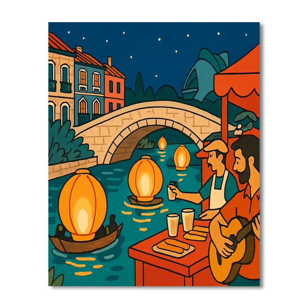 Festival Lanterns Over Spain Canals paint by number