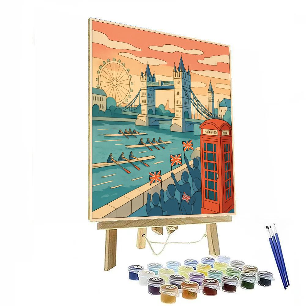 London Hyphenated Skyline Regatta Number painting