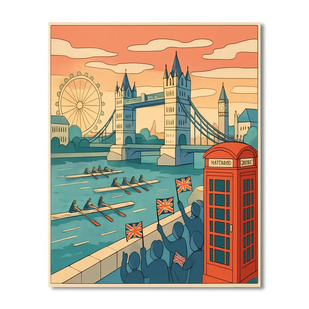 London Hyphenated Skyline Regatta Number painting