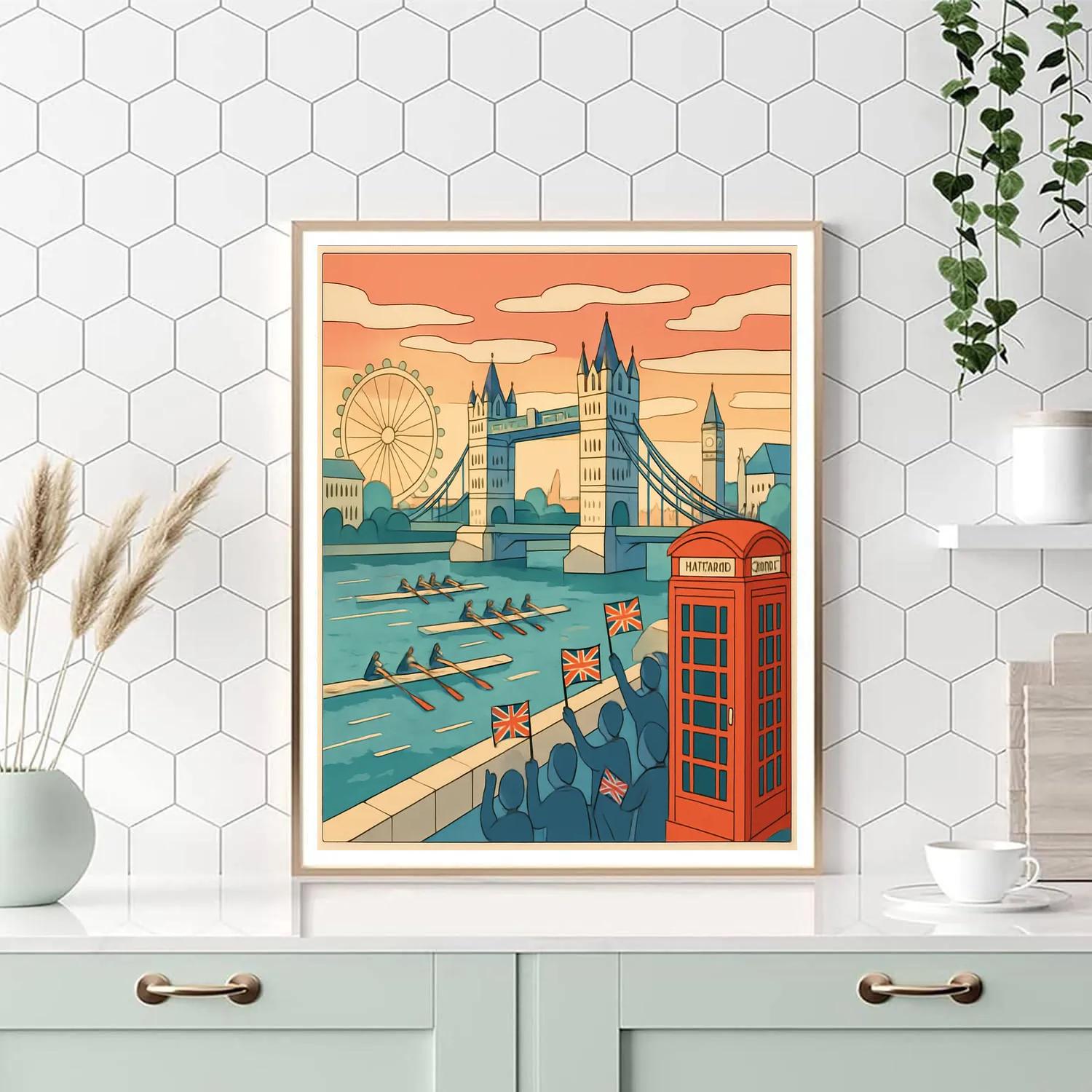 London Hyphenated Skyline Regatta Number painting