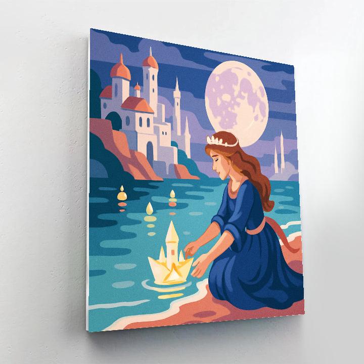 Moonlit Harbor With Princess Paint by numbers kits