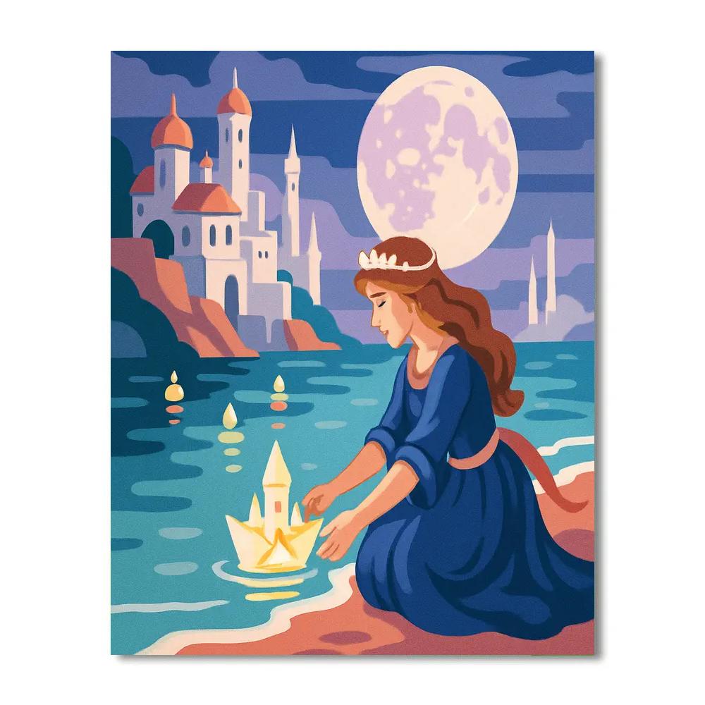 Moonlit Harbor With Princess Paint by numbers kits